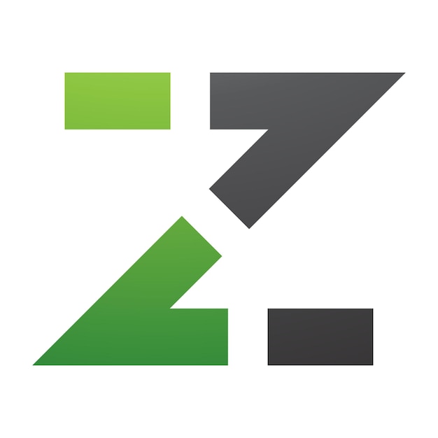 Vector green and black dotted line shaped letter z icon