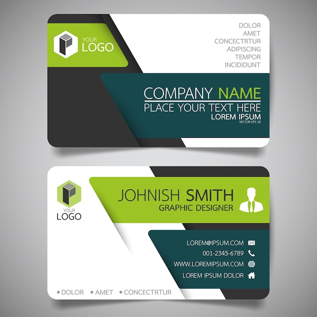 Green and black layout business card template.