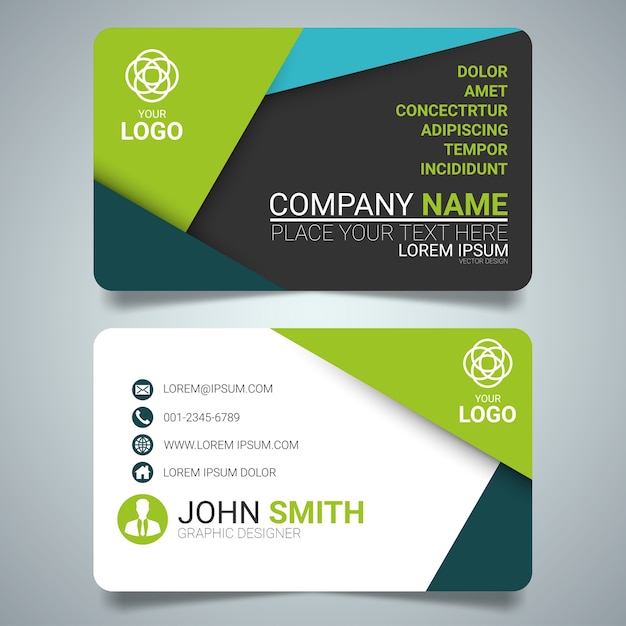 Green and black layout business card template.