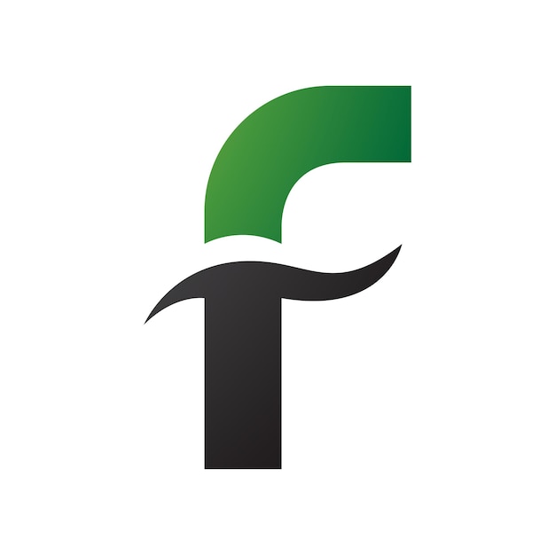 Green and Black Letter F Icon with Spiky Waves