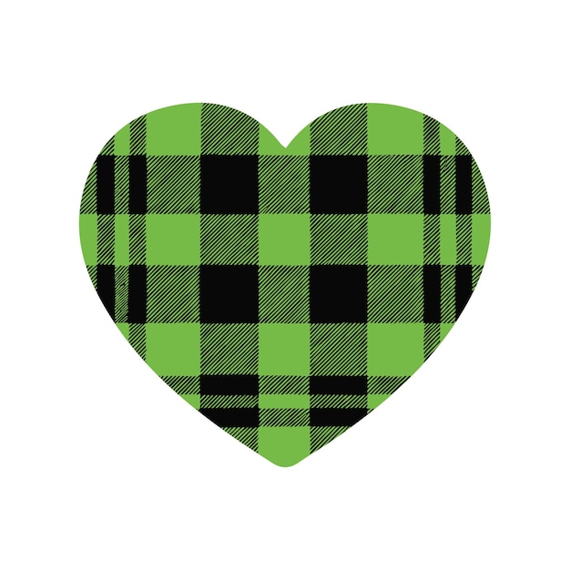 green and black plaid heart design