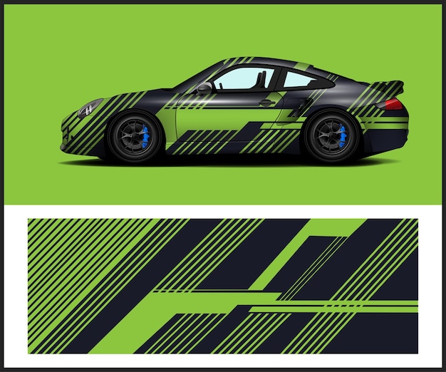 A green and black racing car with a green background and the word porsche on the side.