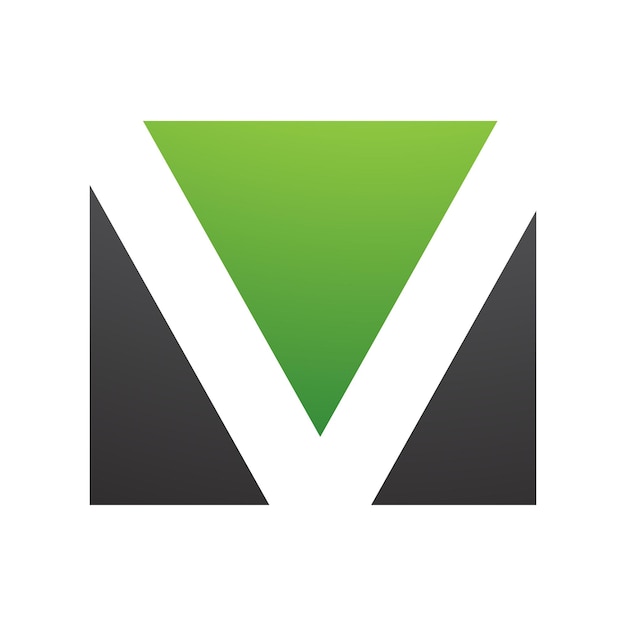 Green and Black Rectangular Shaped Letter V Icon