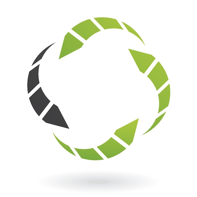 Зеленые и черные вращающиеся стрелки абстрактный логотип значок