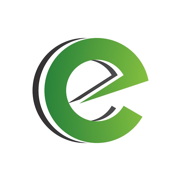 초록색과 검은색의 둥근 계층형 소문자 E 아이콘