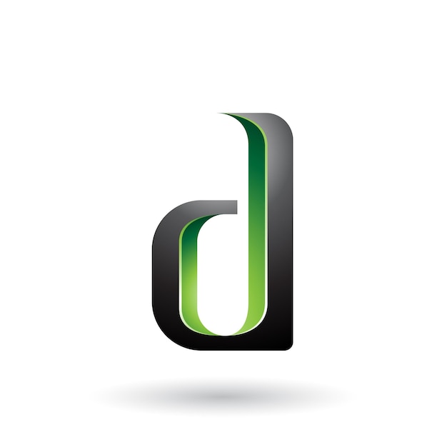 Green and Black Shaded Letter D Vector Illustration