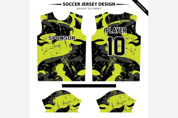 A green and black soccer jersey design for sublimation print