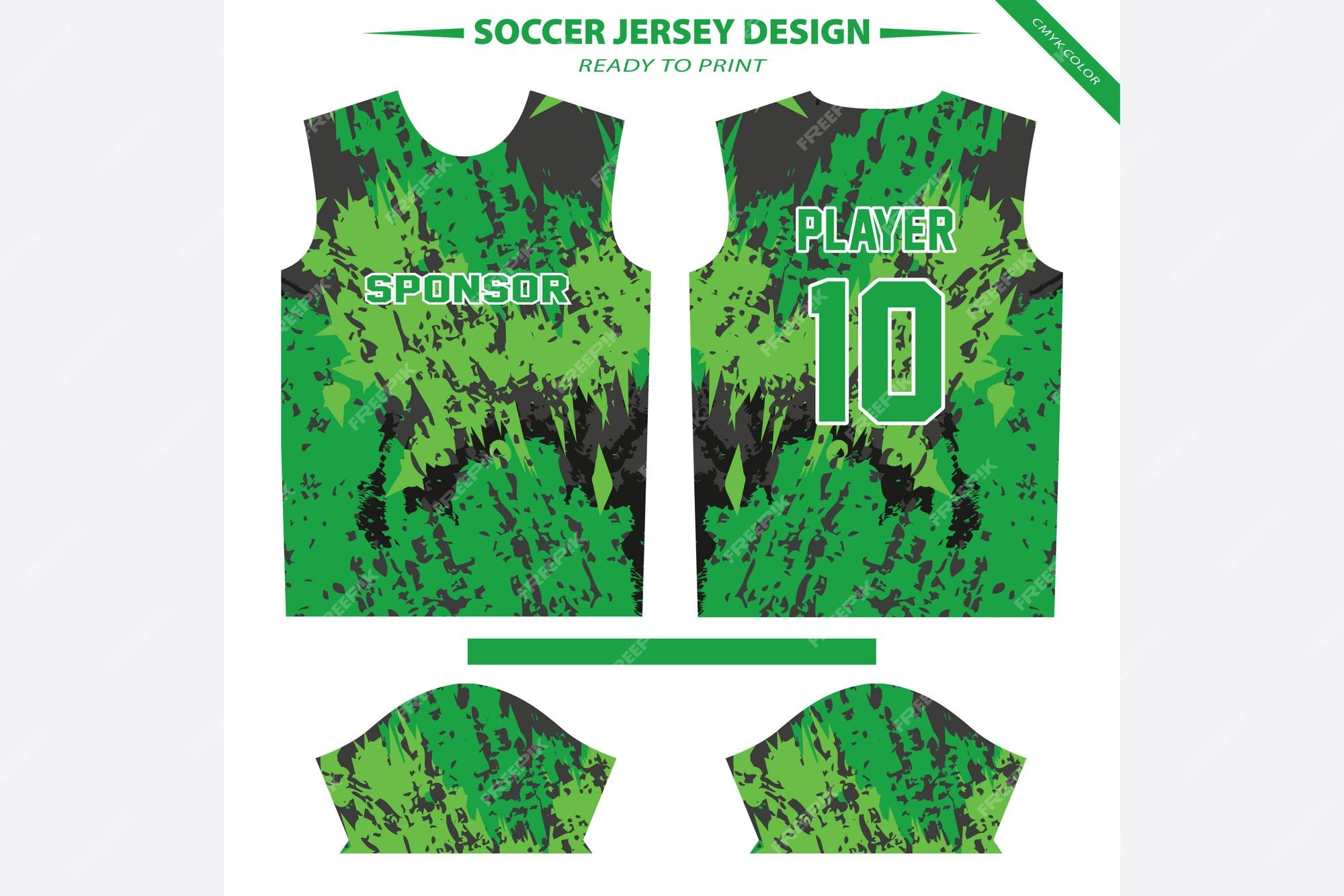 Premium Vector  A green and black soccer jersey design for sublimation  printing