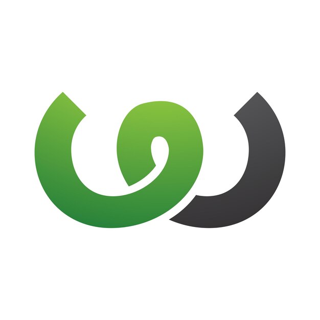 Green and Black Spring Shaped Letter W Icon