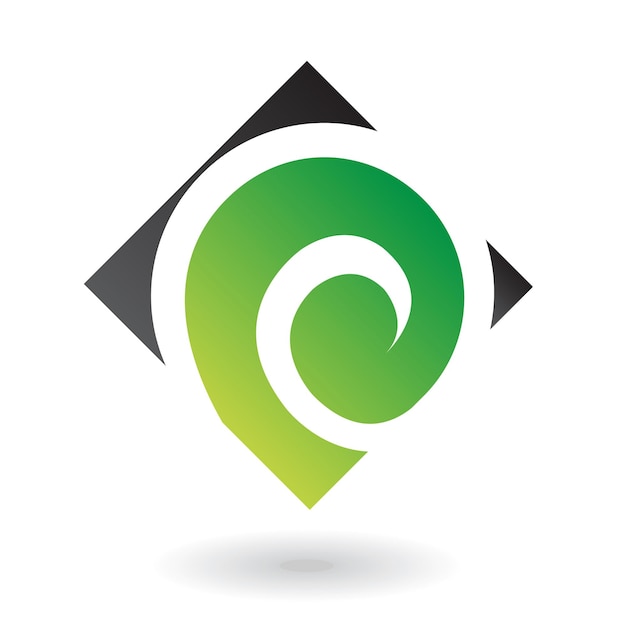 緑と黒の渦巻き模様の正方形のロゴ アイコン