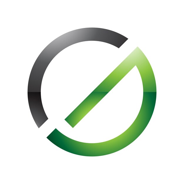 Icona verde e nera sottile rotonda lucida della lettera g su sfondo bianco