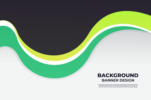 Green and black wave banner background template design