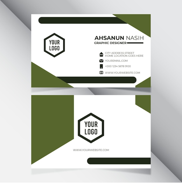 GREEN BLACK WHITE FLAT BUSSINES CARD ABSTRACT ELEGANT