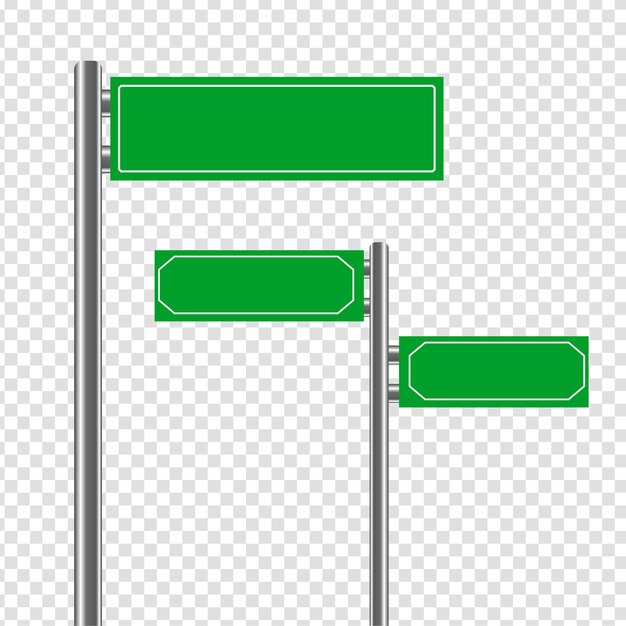 Green Blank Traffic Street Road Signs isolated vector illustration on transparent