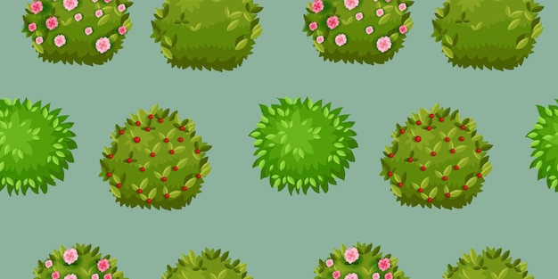 Green blooming bush seamless pattern