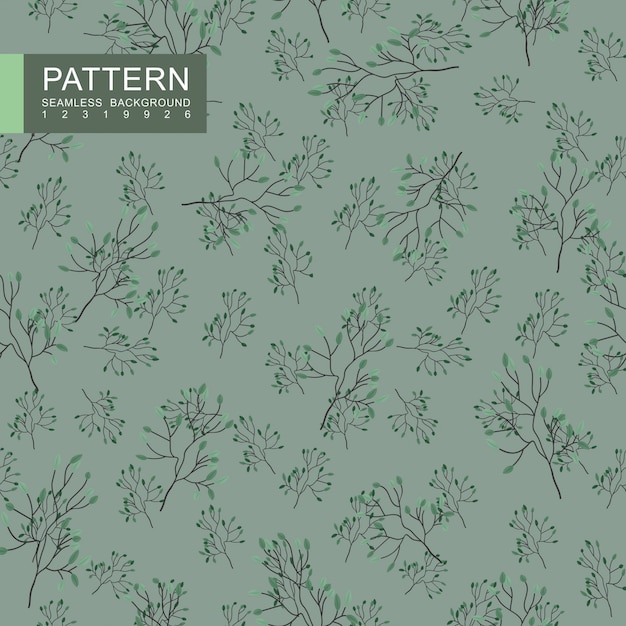Green blossom branches seamless pattern