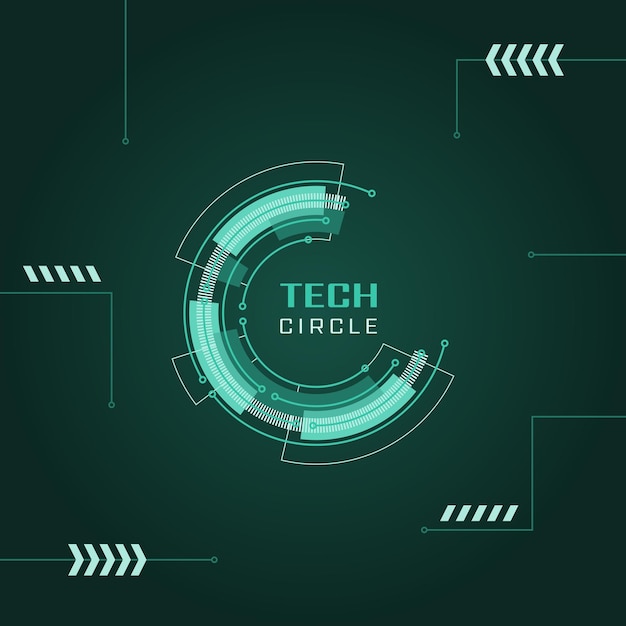 A green and blue background with the words tech circle in the middle.