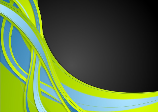 Green blue and black abstract wavy corporate background Vector design