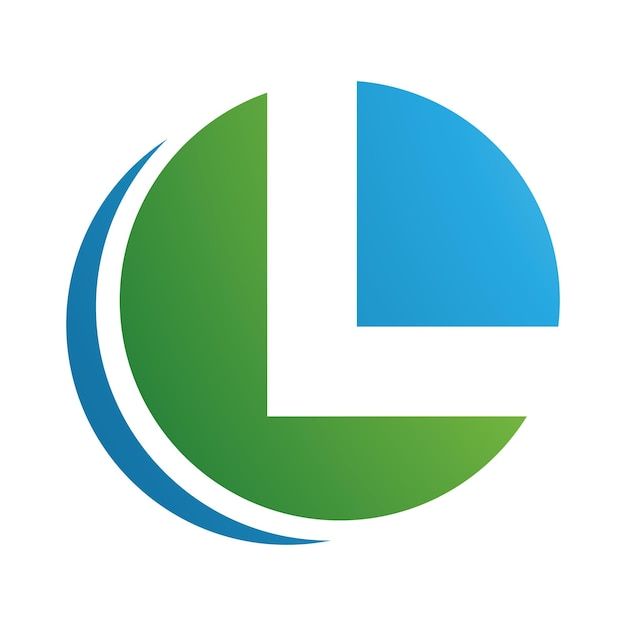 Vector green and blue circle shaped letter l icon