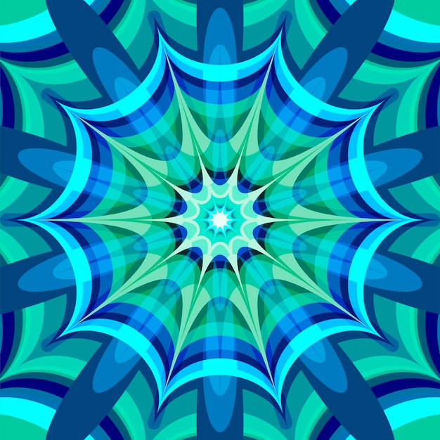 Vettore sfondo di mandala caleidoscopio frattale verde blu