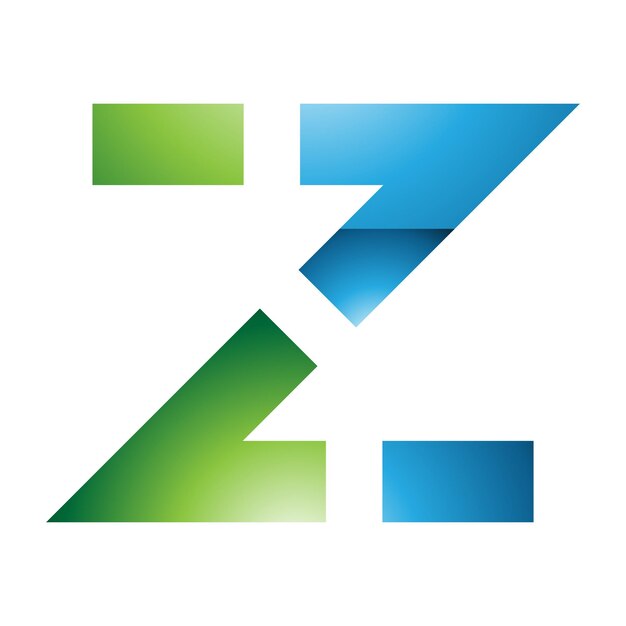 Vector green and blue glossy dotted line shaped letter z icon