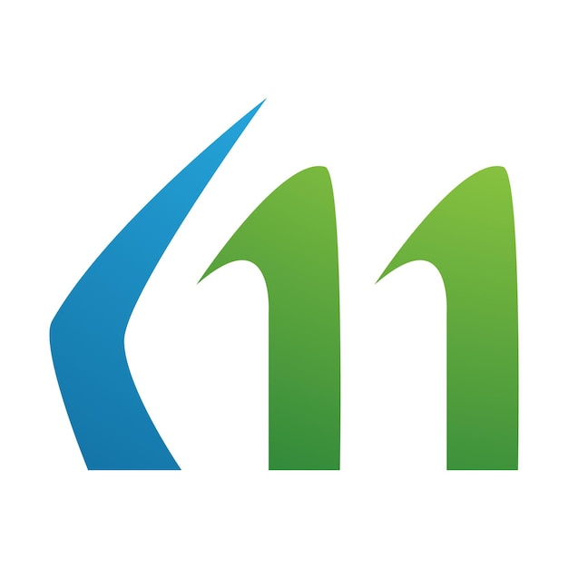 Green and Blue Horn Shaped Letter M Icon