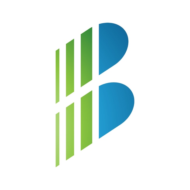Iconica verde e blu della lettera b con strisce verticali