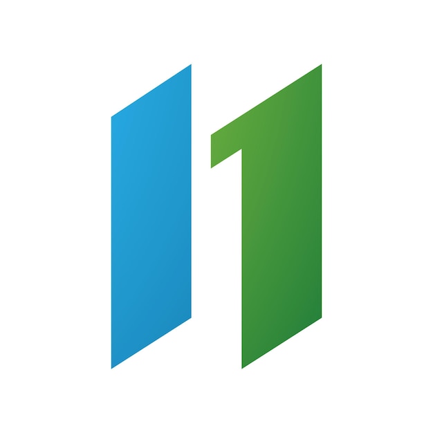 Vector green and blue letter n icon with parallelograms