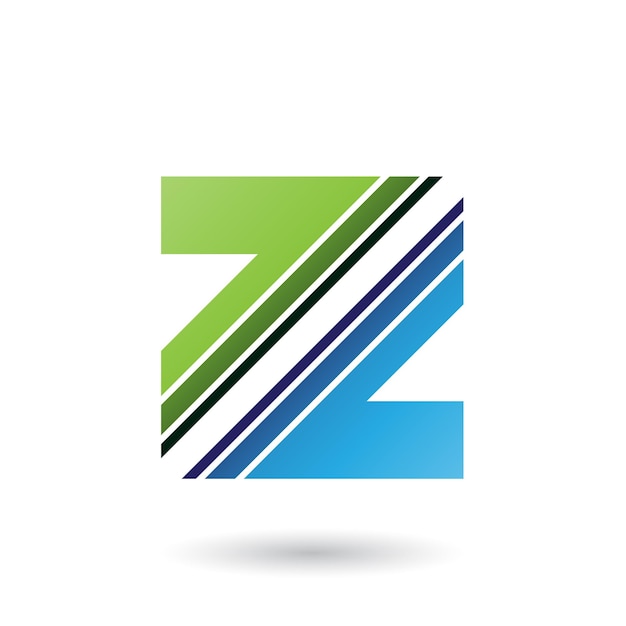 Зеленая и синяя буква Z с векторной иллюстрацией диагональных полос