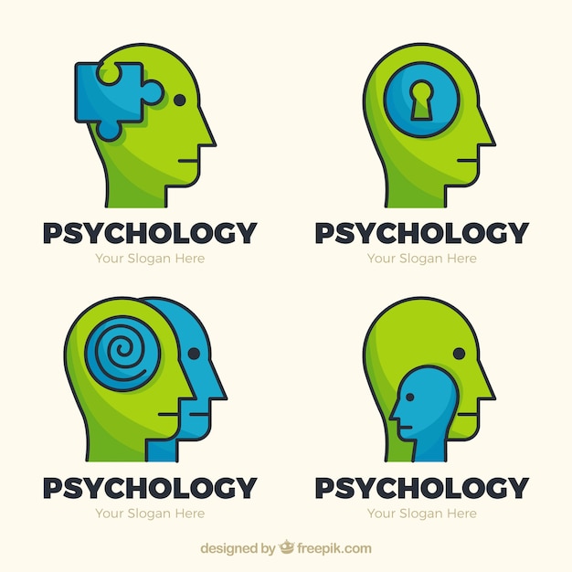 Vector green and blue psychology logos