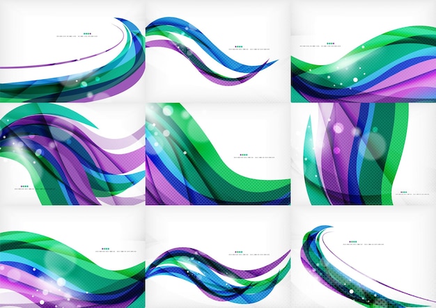 Vector green blue purple line background