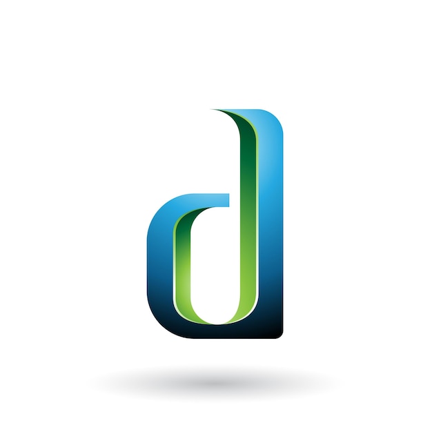 Vector green and blue shaded letter d vector illustration