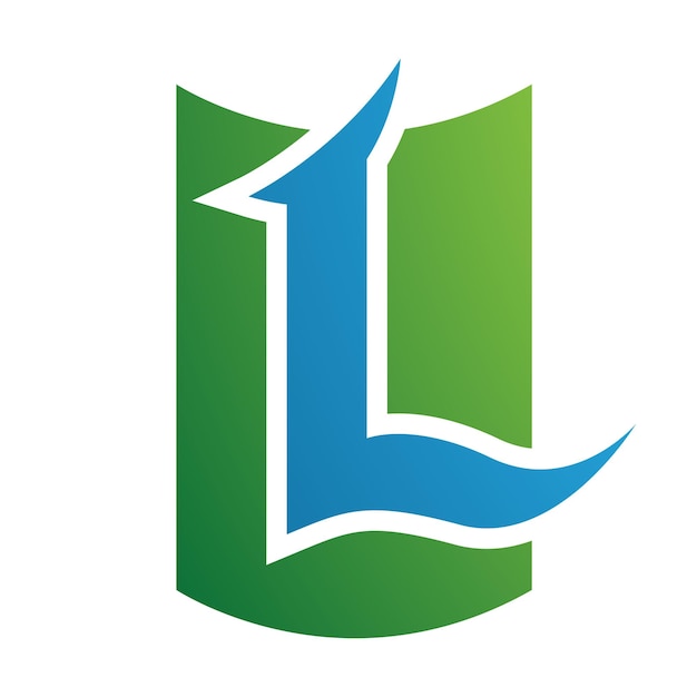 Green and Blue Shield Shaped Letter L Icon