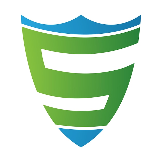 Green and Blue Shield Shaped Letter S Icon