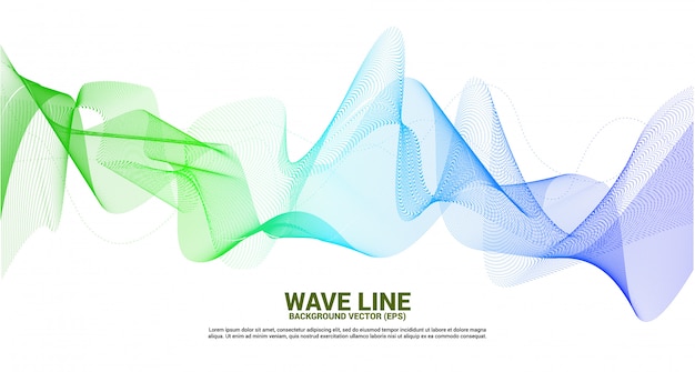 Green and blue sound wave line curve on white background. element for theme technology futuristic vector