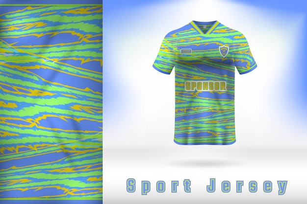 Modello di t-shirt uniforme in jersey sportivo blu verde