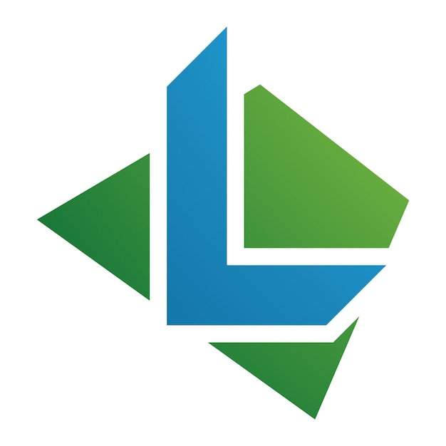 Green and Blue Trapezium Shaped Letter L Icon