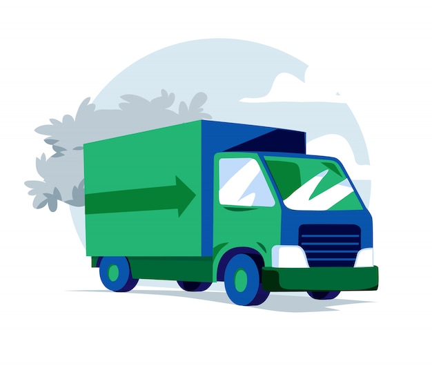 Illustrazione di camion verde e blu