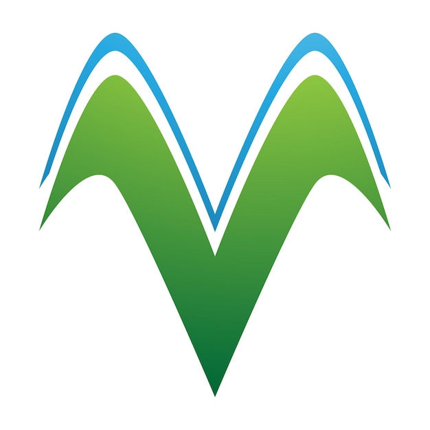 Green and Blue Wing Shaped Letter V Icon