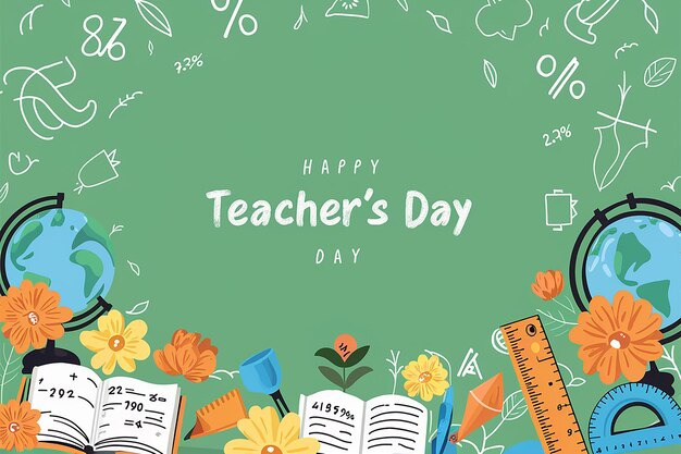 a green board with a chalkboard that says teachers day on it