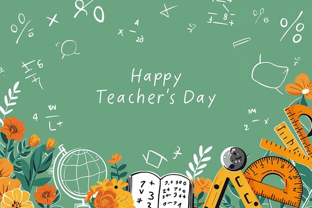 Vector a green board with the words happy teachers day written on it