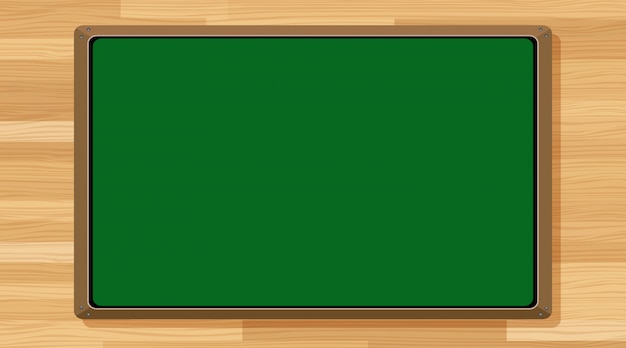 Vector green board on wooden wall