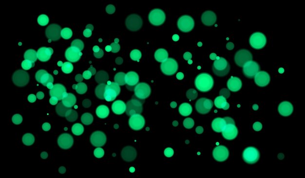 Green bokeh background with soft glowing circles on dark backdrop Gentle light blur effect for abstract futuristic or festive vector designs and overlays
