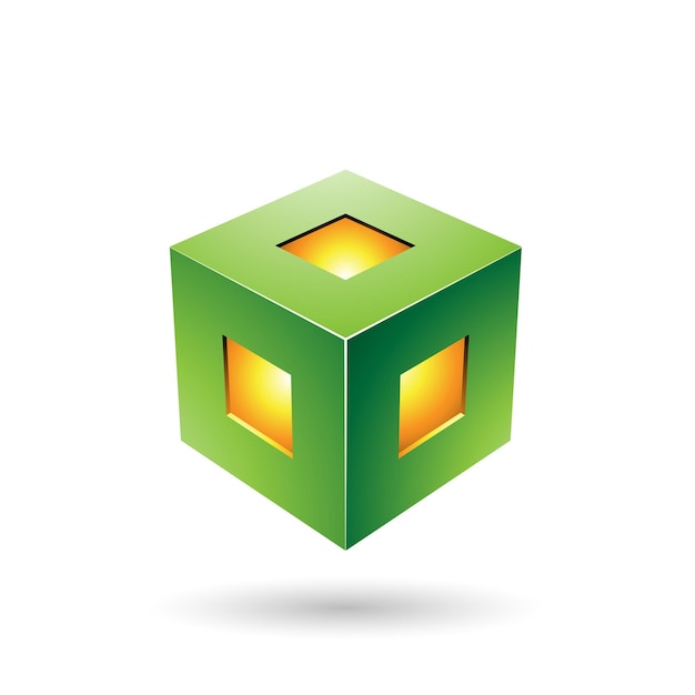 Green Bold Lantern Cube Vector Illustration