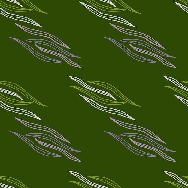 緑の植物のラインはシームレスなパターンを形作ります。自然の壁紙。生地、テキスタイルプリント、ラッピング、カバーのデザイン。ベクトルイラスト。