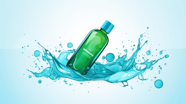 Vector a green bottle of water with a blue cap on it