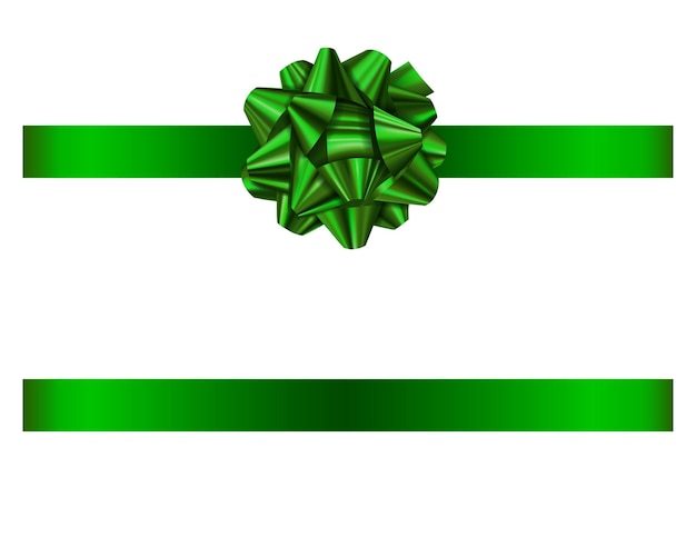 Зеленый бант и лента. изолированный бант с лентой для украшения рождества и дня рождения