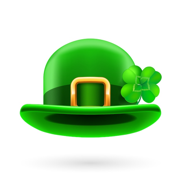 Green bowler hat decorated with clover