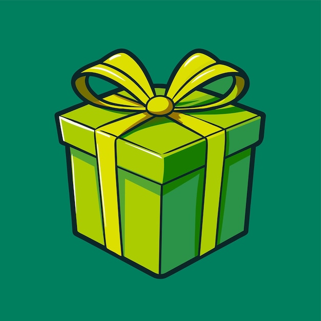 Vector a green box with a yellow ribbon on it that says quot gift quot