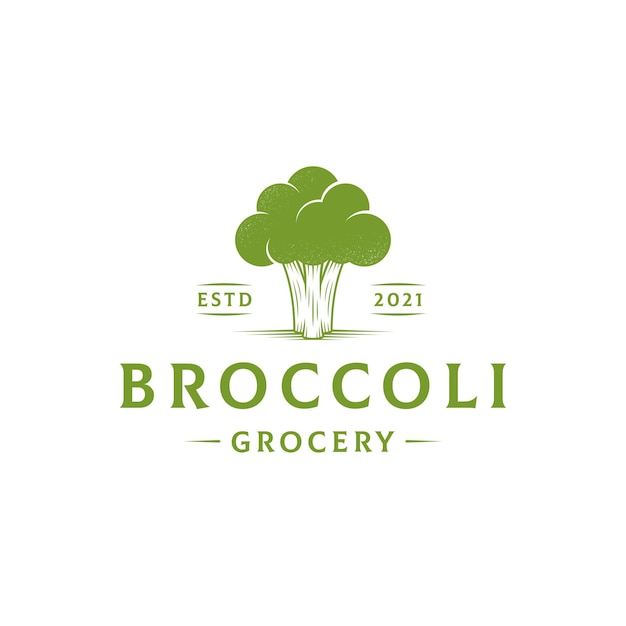 Vector green broccoli vegan restaurant logo template